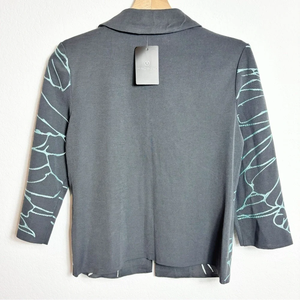 Ming Wang Grey Blue Women Blazer Size XS Brand New Granite Dawn Brand New - Picture 3 of 6